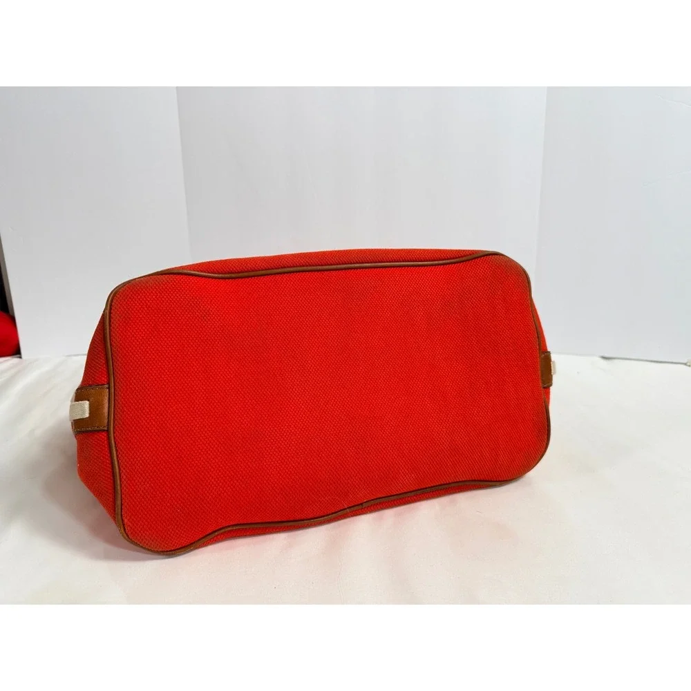 Michael Kors Marina Orange Canvas Rope Handle Tote Nautical Gold Hardware